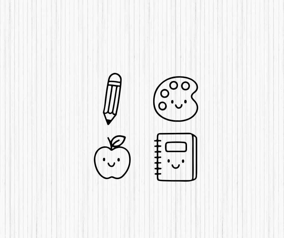 Minimalist school doodle SVG collection for planners, classroom decor, stickers, and DIY projects.