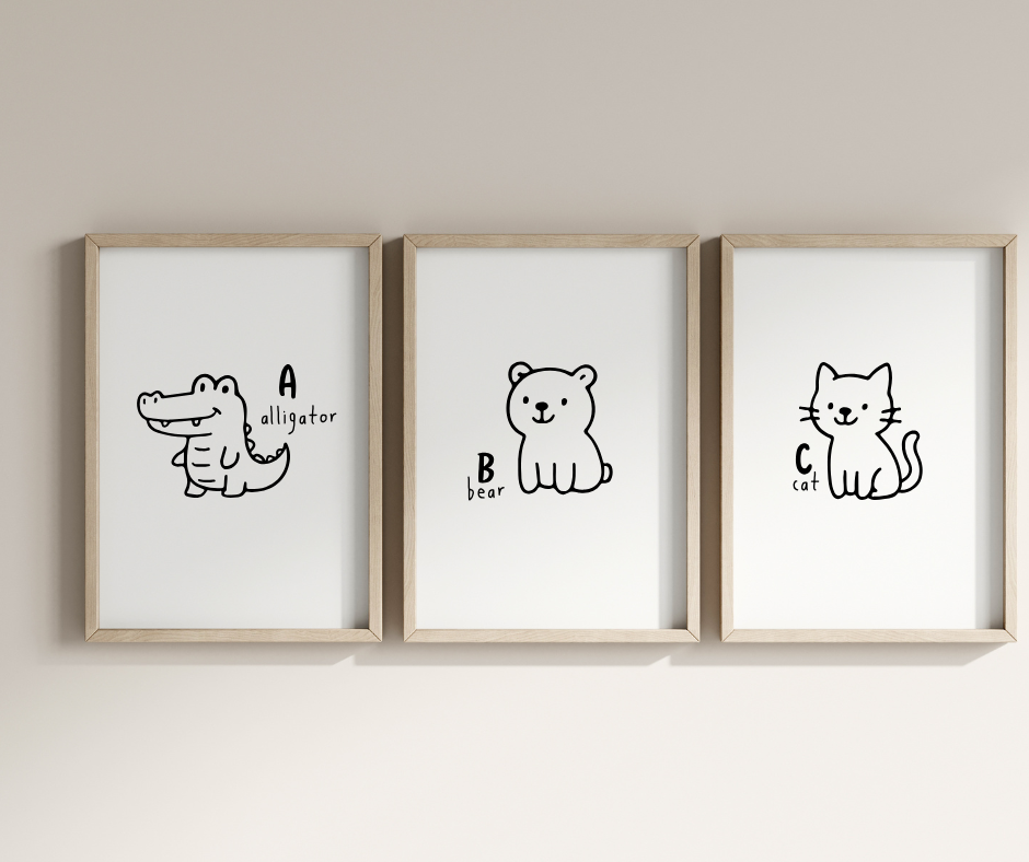 black and white animal alphabet svg files for coloring pages and flashcards
