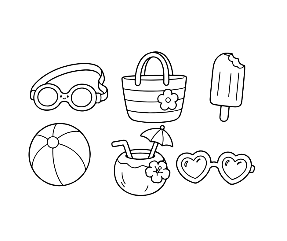 Cute summer accessories clipart set for Cricut crafts, stickers, sublimation, and DIY projects.