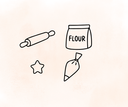 minimalist bakery svg files with donuts bread and dessert doodles