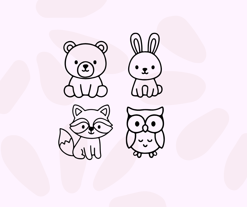 forest animal clipart set with camping tent bear bunny and fox