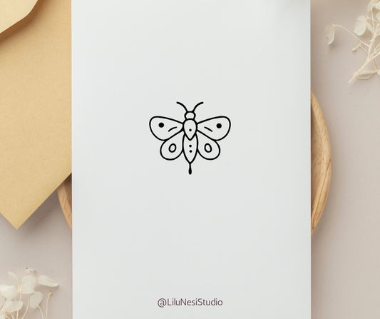Butterfly design on a white card with 'LiluNesiStudio' branding.