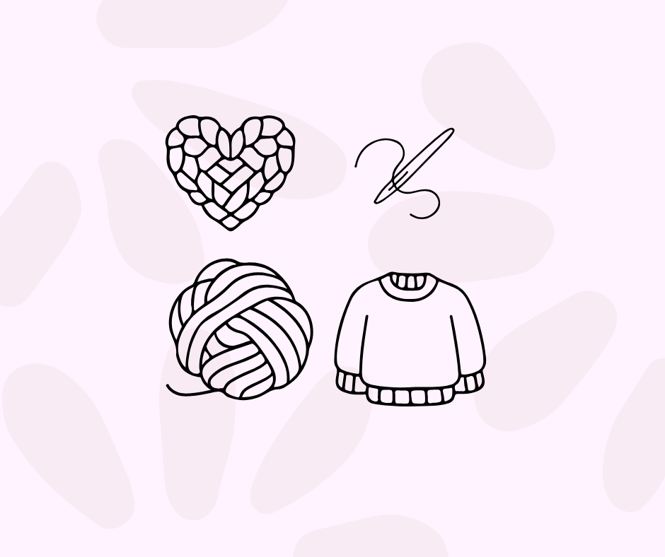minimalist knitting clipart set for cricut crafts and diy projects
