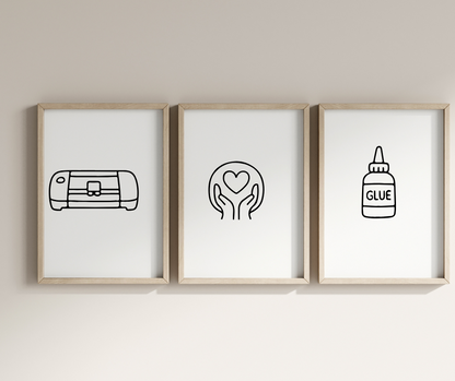 minimalist craft svg files with creative workspace illustrations
