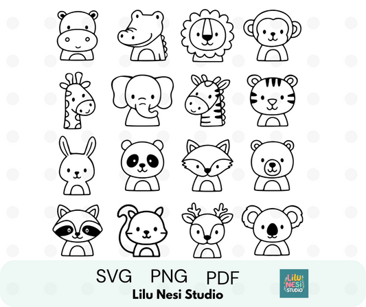 cute animal heads svg bundle for cricut crafts and nursery decor