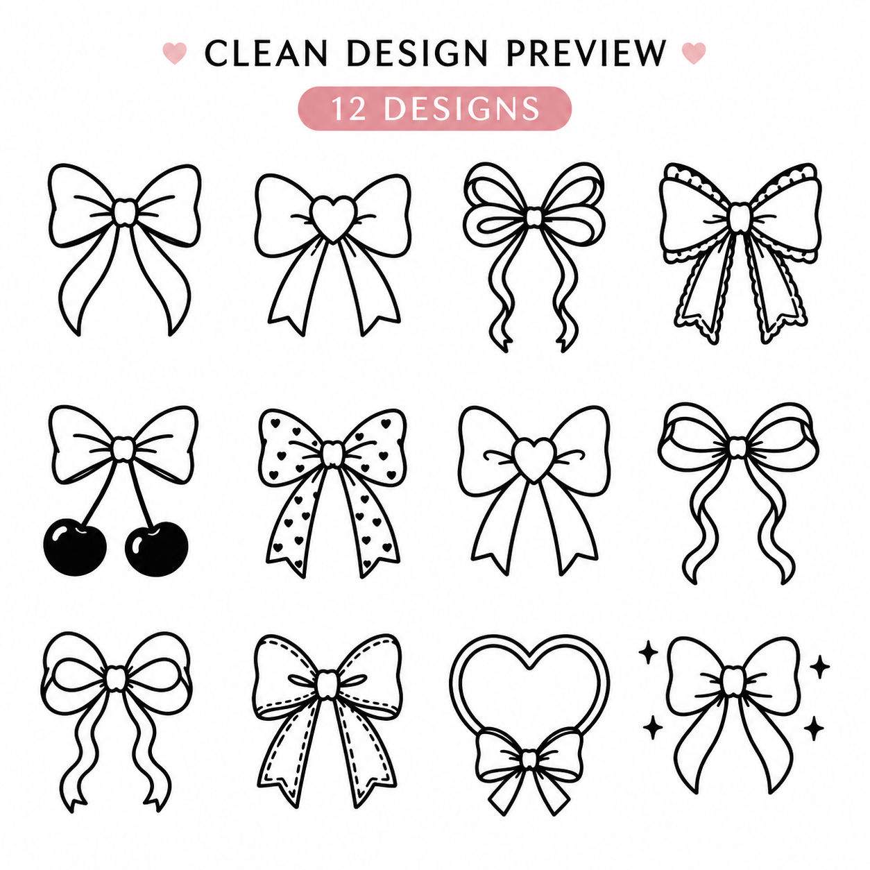 feminine bow clipart bundle for cricut crafts and stickers