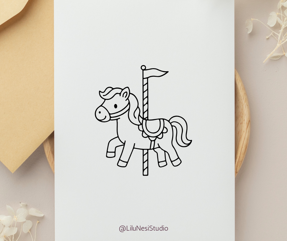 whimsical carousel horse clipart for cricut crafts and nursery decor