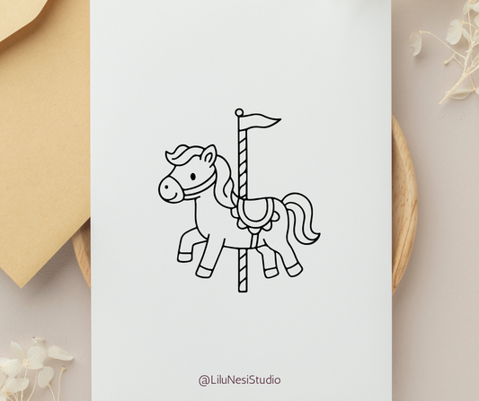 whimsical carousel horse clipart for cricut crafts and nursery decor