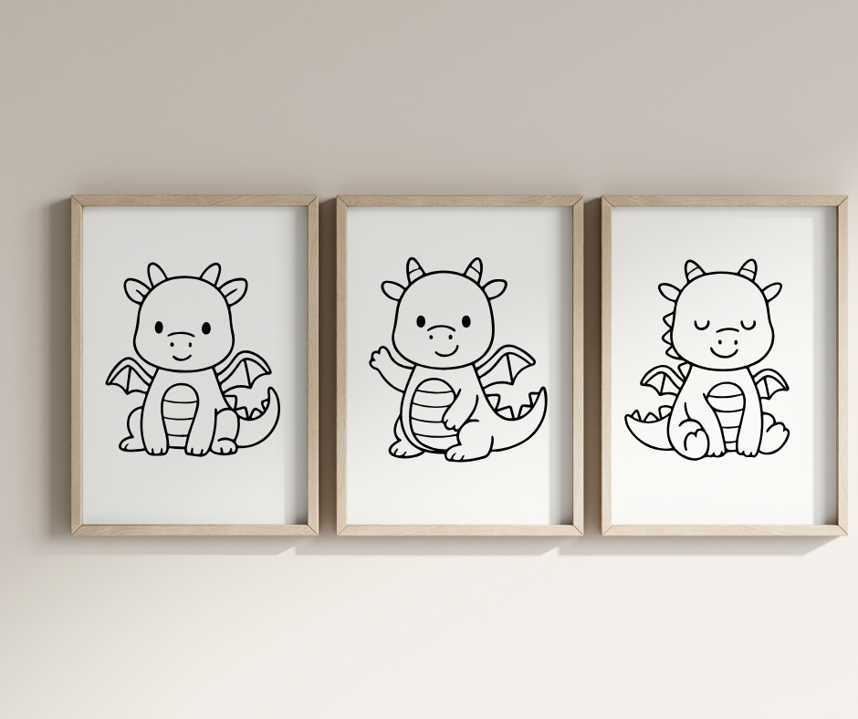 kawaii dragon svg files with playful fantasy characters
