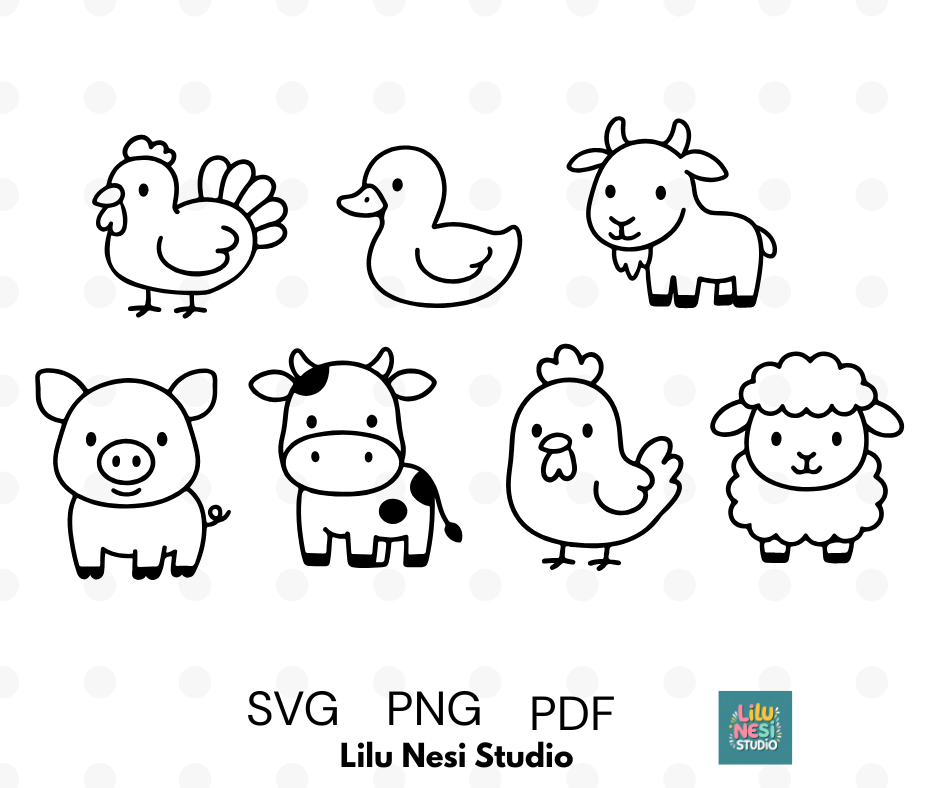 cute farm animals svg bundle with cows pigs sheep and ducks
