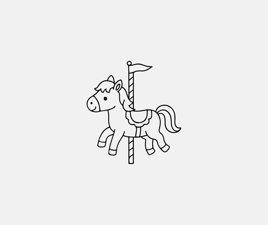minimalist carousel horse svg files for birthday invitations and stickers