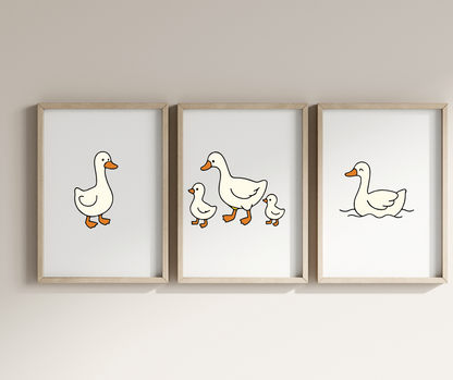 Adorable farm goose clipart set in soft colors for nursery decor, stickers, and sublimation.