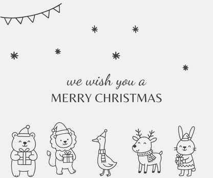 festive doodle illustrations for holiday cards and stickers