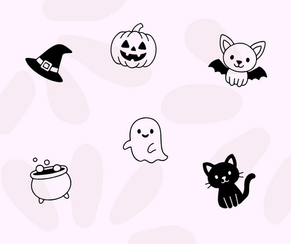 halloween svg files with black cats bats skulls and witchy illustrations
