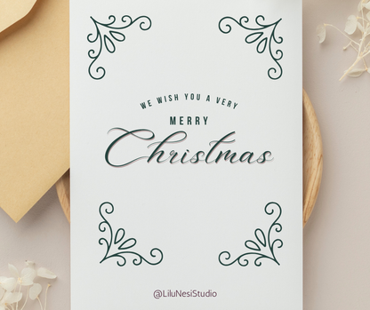 elegant holiday border elements in black and white line art style
