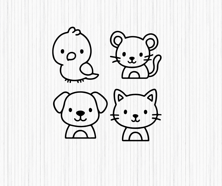 cute farm and woodland animal svg files with bold outlines
