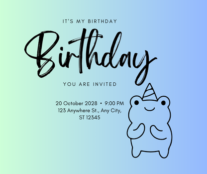 cute birthday frog doodles for stickers and party decorations
