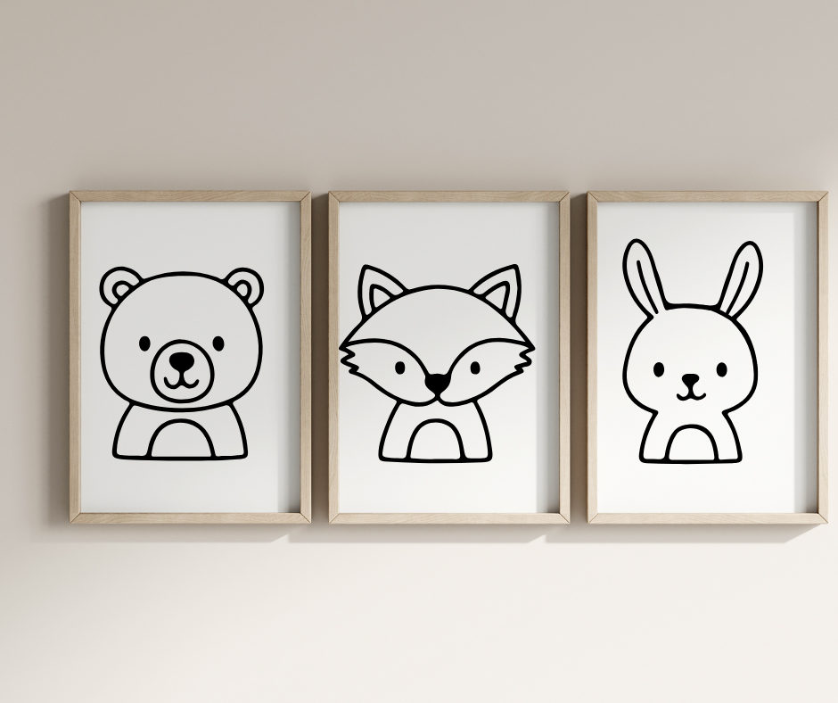 nursery animal clipart bundle for stickers coloring pages and diy crafts