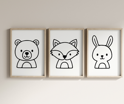 nursery animal clipart bundle for stickers coloring pages and diy crafts