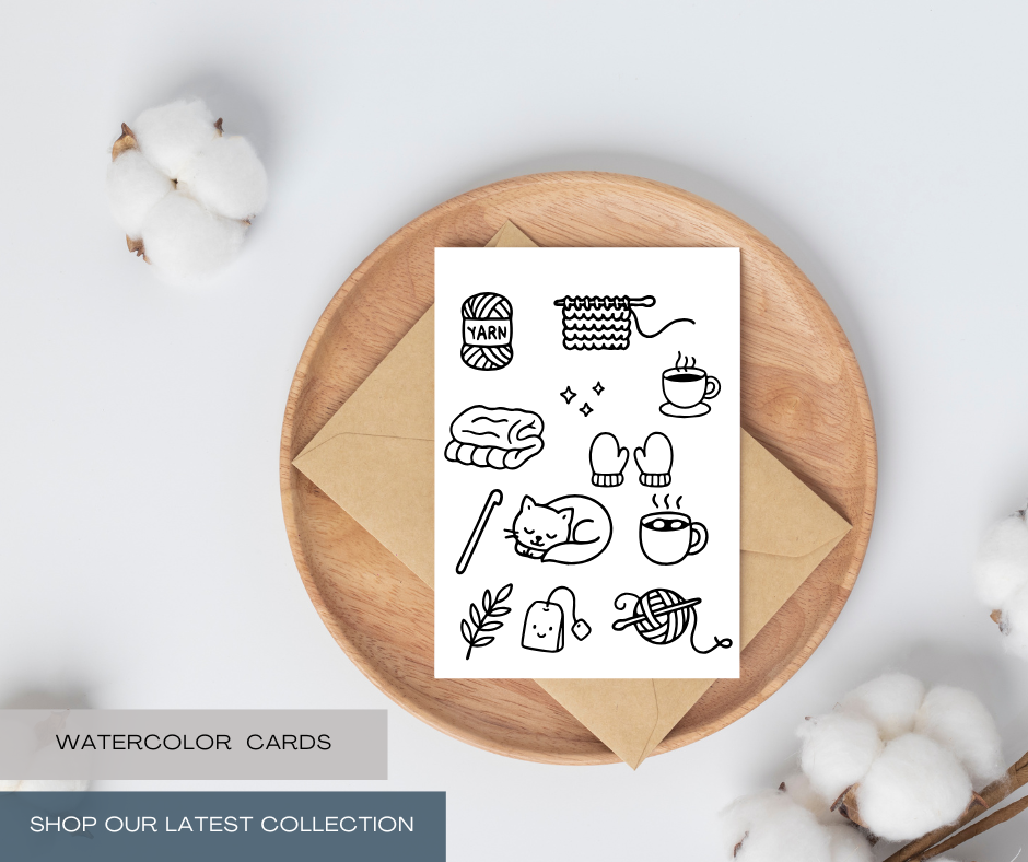 cute yarn and crochet doodles for stickers and printable decor