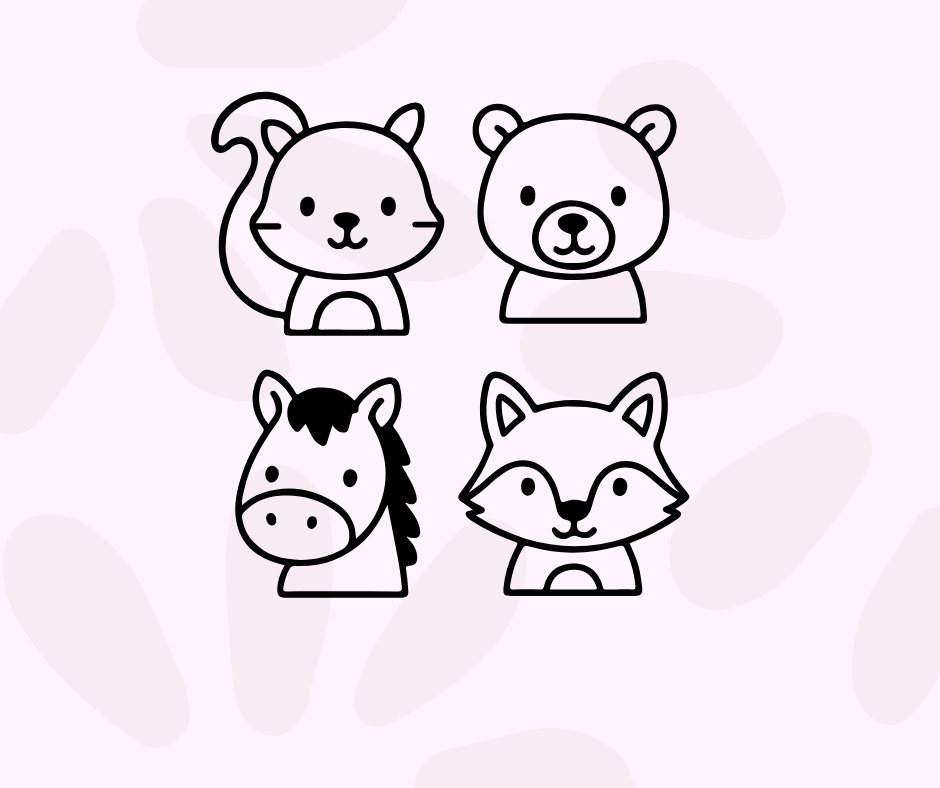 adorable animal head illustration bundle for diy crafts