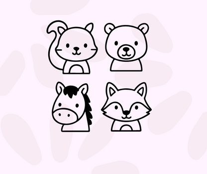 adorable animal head illustration bundle for diy crafts