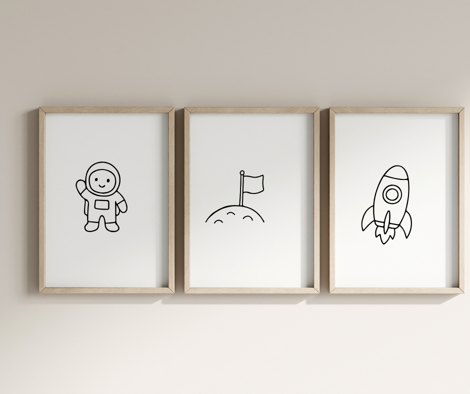Black and white space clipart with bold outlines for Cricut and Silhouette cutting machines.