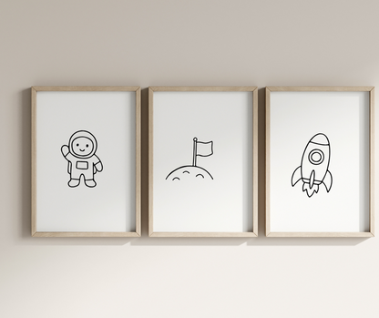 Black and white space clipart with bold outlines for Cricut and Silhouette cutting machines.