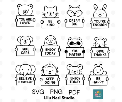 cute animal quote svg bundle for cricut crafts and stickers