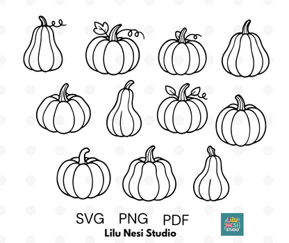 pumpkin svg bundle with minimalist pumpkins and gourds