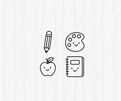 Minimalist school doodle SVG collection for planners, classroom decor, stickers, and DIY projects.