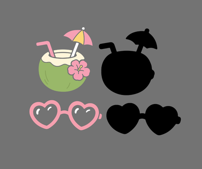 Summer PNG bundle perfect for scrapbooking, invitations, planners, apparel, and beach crafts.